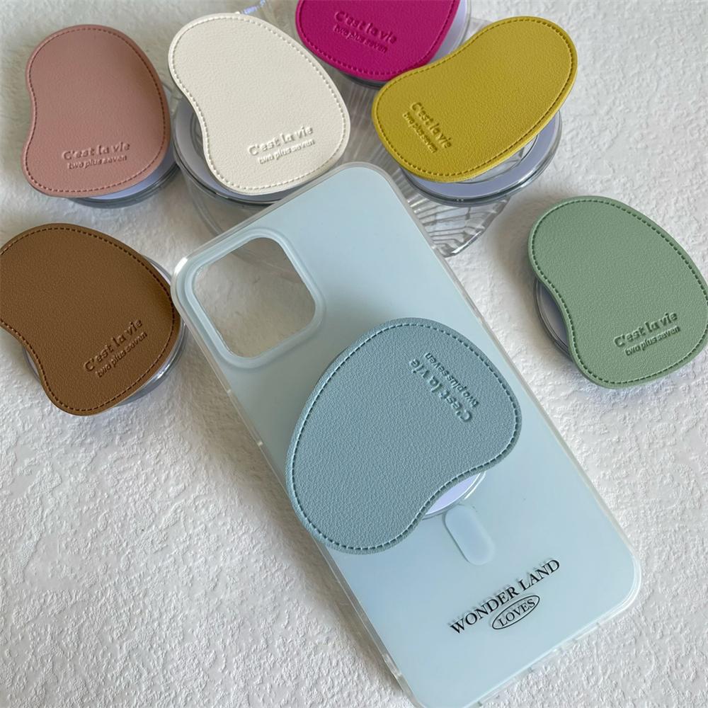 Luxury Cute Leather For Magsafe Magnetic Phone Griptok Grip Tok Stand For iPhone 15Promax Wireless Charging Case Bracket Holder