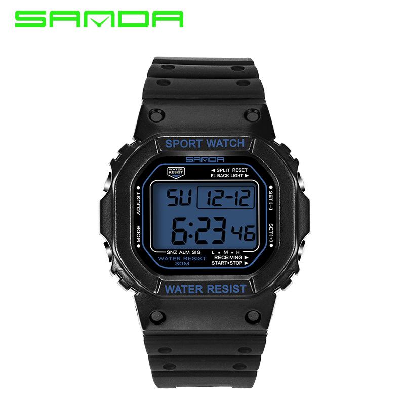 Sanda Multifunctional Waterproof Luminous Square Sport Watch - Fashionable Student Wristwatch