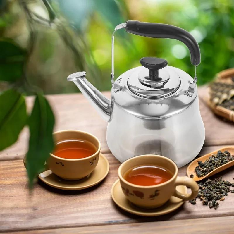 Чайник из нержавеющей стали для дома, свистящий чайник, большой емкости, чайник для кипячения воды для индукционных плит, газовых плит, кемпинга, чайника