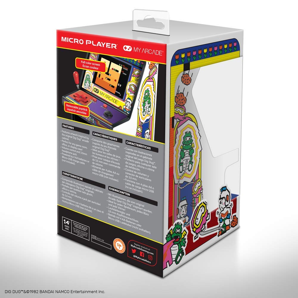 MyArcade Inch Retro Dig Dug Mini Game White Black 6.75 & DGUNL-3221