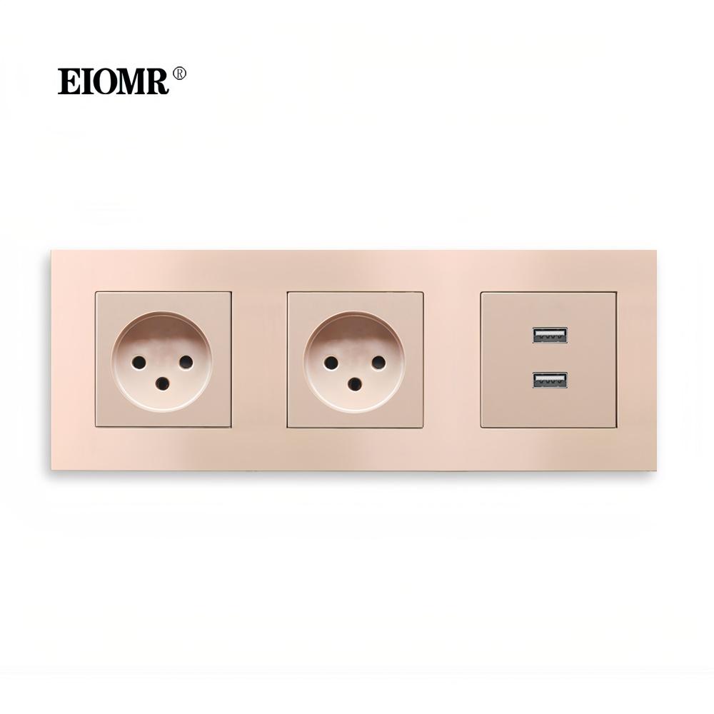 EIOMR Израиль Комбинация розетки и выключателя, Золотая огнестойкая панель, Розетка питания, Порт зарядки Type-C PD 20 Вт для дома и офиса в Израиле