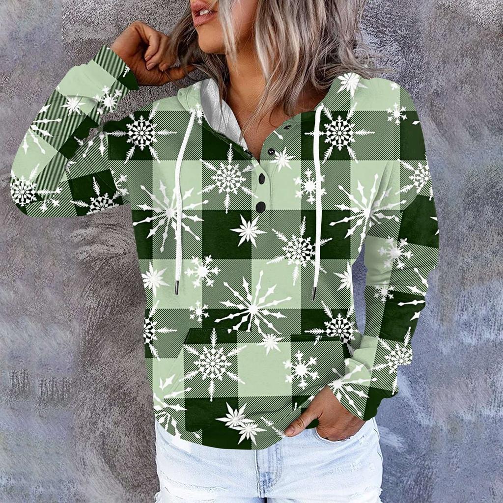 Женские повседневные модные принты с длинным рукавом на пуговицах пуловеры с капюшоном толстовки