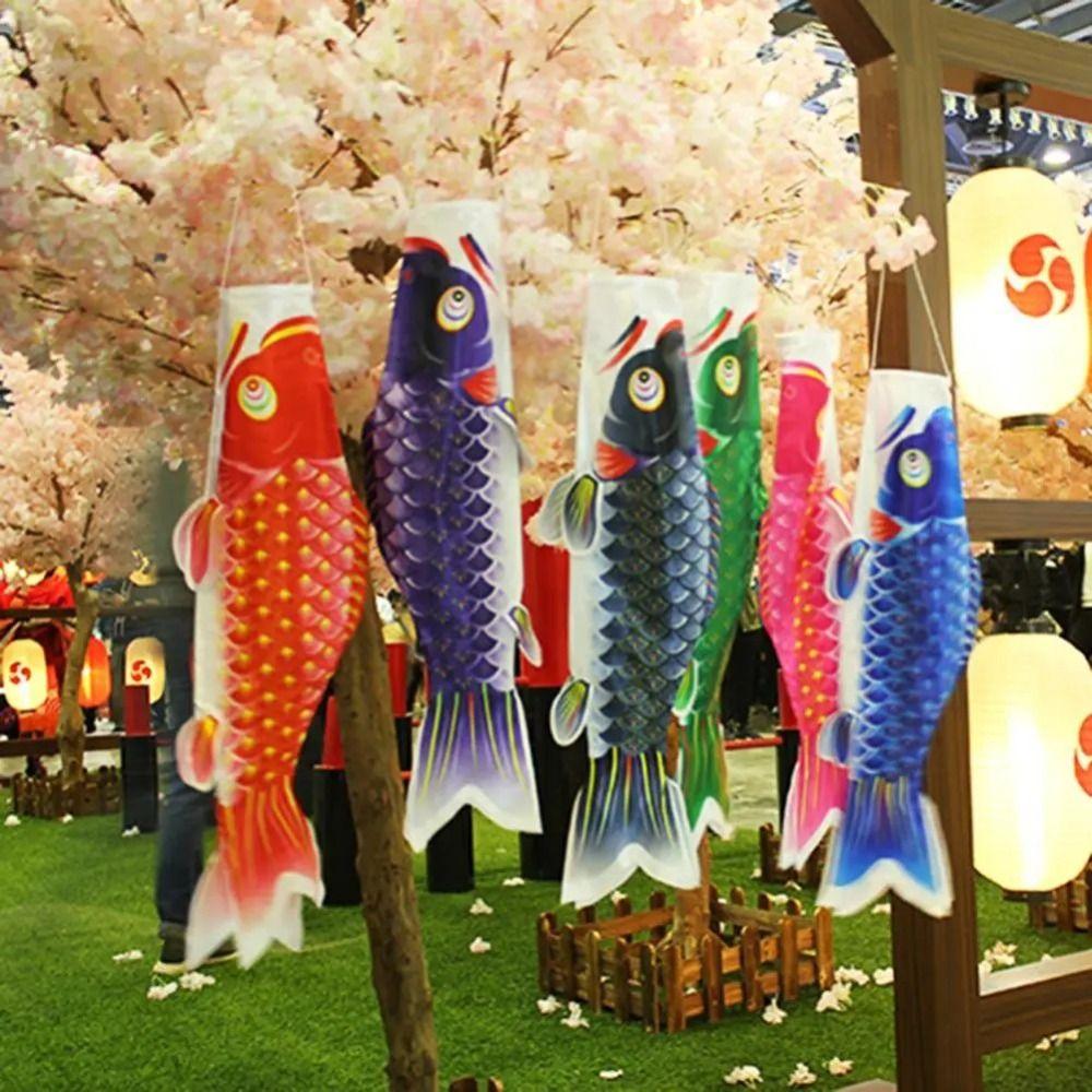 White Japanese Carp Flag Traditional DIY Fish Flag Creative Blank Japanese Koi Fish Flag  Outdoor