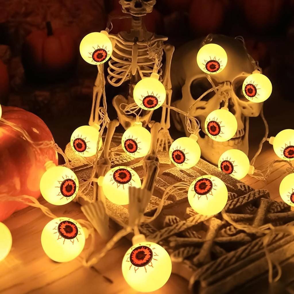 20Pcs Halloween colorful Eyeball String Lights 2025 LED Battery Operated Eyeball Lights Halloween Party decorations
