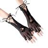 New Gothic Lolita Bandage Fishnet Long Half-Finger Hand Gloves Cuff Women Men Sexy Mesh Black Punk Outdoor Goth Stretchy Mittens