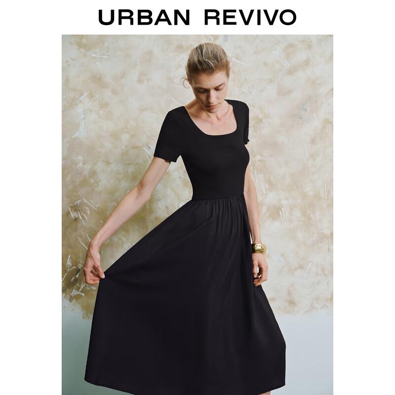 UR Women's French-Style Patchwork Draped Knit Dress