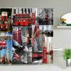 London Big Ben Shower Curtain European Style Red Tram Telephone Hall Scenery Old Newspaper Bath Screen Bathroom Curtain Box