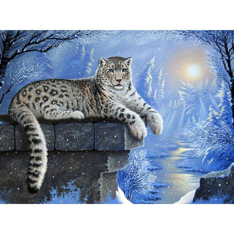 DIY 5D алмазная живопись снежные барсы Алмазная вышивка пейзажи животные вышивка крестиком полная круглая дрель домашний декор подарок