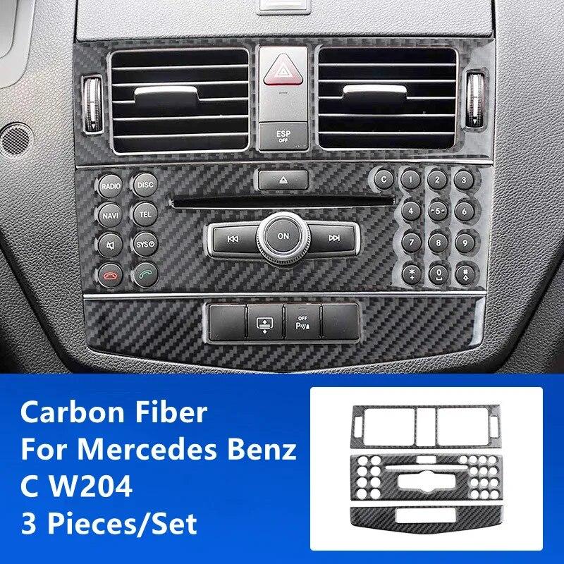 Углеродное волокно, модификация салона автомобиля, накладка, полоски, декоративные наклейки для Mercedes Benz C W204, внутренние аксессуары автомобиля