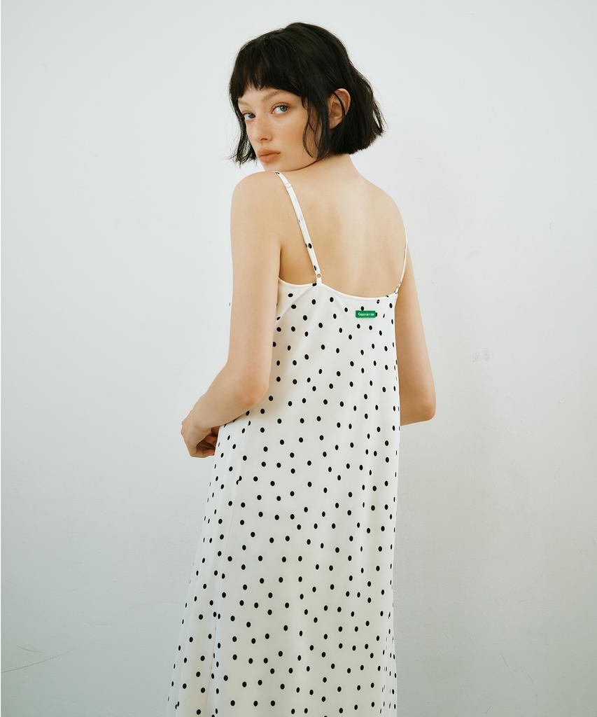 Green Butter Dot Lace Slip Dress (Ivory)