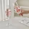 2 pieces Clear Pink Bow Champagne Glass Ultra Thin Goblet Creative Drinking Glasses  Party Supplies