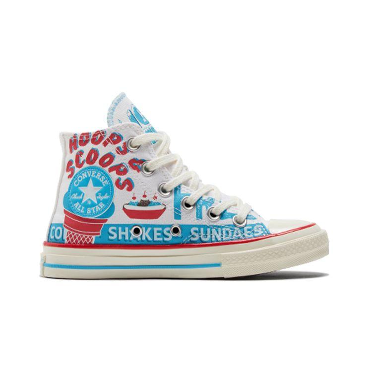 Converse Chuck Taylor All Star 1970-е Удобные Универсальные С принтом мороженого Высокие Детские парусиновые кеды Детские кроссовки Белые Синие Красные A00395C