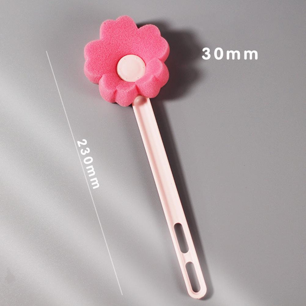 Sponge Brush Household Flower Shaped Long Handle Sponge Cup Brush Bottle Cleaning Brush