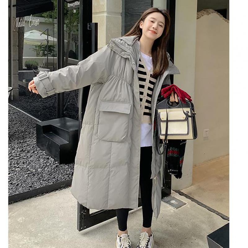 Женские зимние пальто и куртки, свободные парки средней длины с женским черным топом с капюшоном