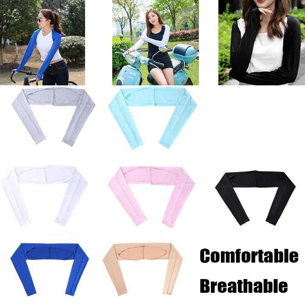 Silk Finger Hole Outdoor Activity Women Shawl Arm Sleeve Sun Sleeves Sports Glove Sun UV Protection