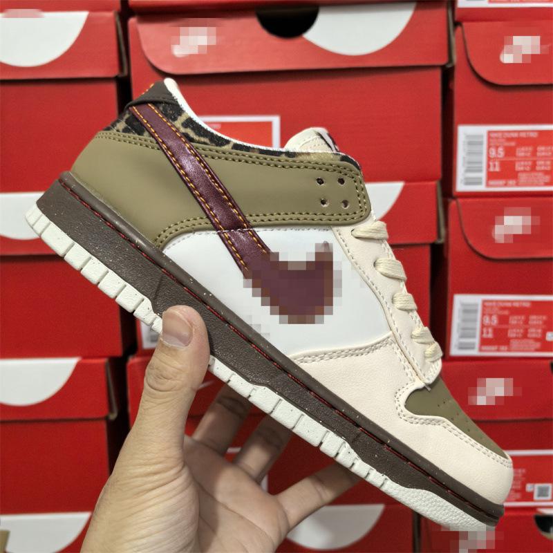 [В наличии] Оригинальные Высокие Кроссовки Dunk SB Low Красно-Коричневый Леопардовый Принт Спортивная Обувь