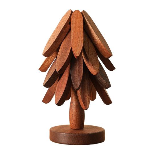 Набор подставок под горячее 'Рождественская елка' Деревянные подставки с подставкой Термостойкие прихватки Праздничная защита стола для горячих блюд