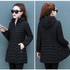 Winter Coat Women  Fashion Middle Age Mother Slim Down Cotton Hooded Jacket Plus Size Casual Solid Warm Thick Outwear Parka