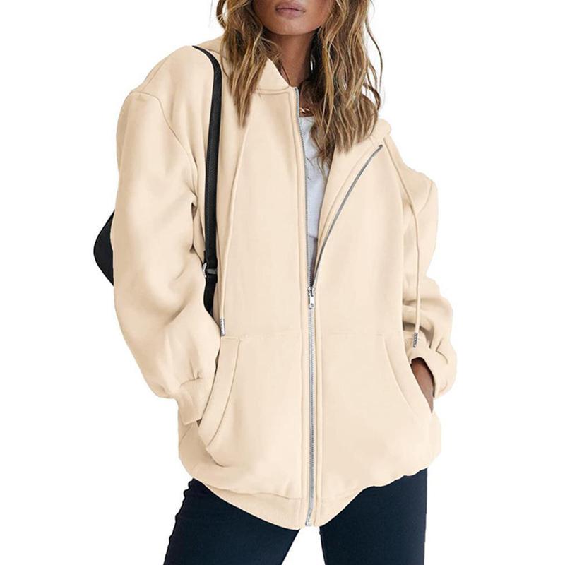 Женские милые толстовки с капюшоном для девочек-подростков, осенняя куртка, толстовки большого размера, повседневная толстовка на молнии с завязками и карманом