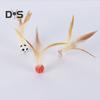 1 Pc/3 Pcs Interactive Feather Ball Toy Mini Bouncy Basketball Soccer Baseball with Feather Pet Training Catcher Toy for Indoor Cats