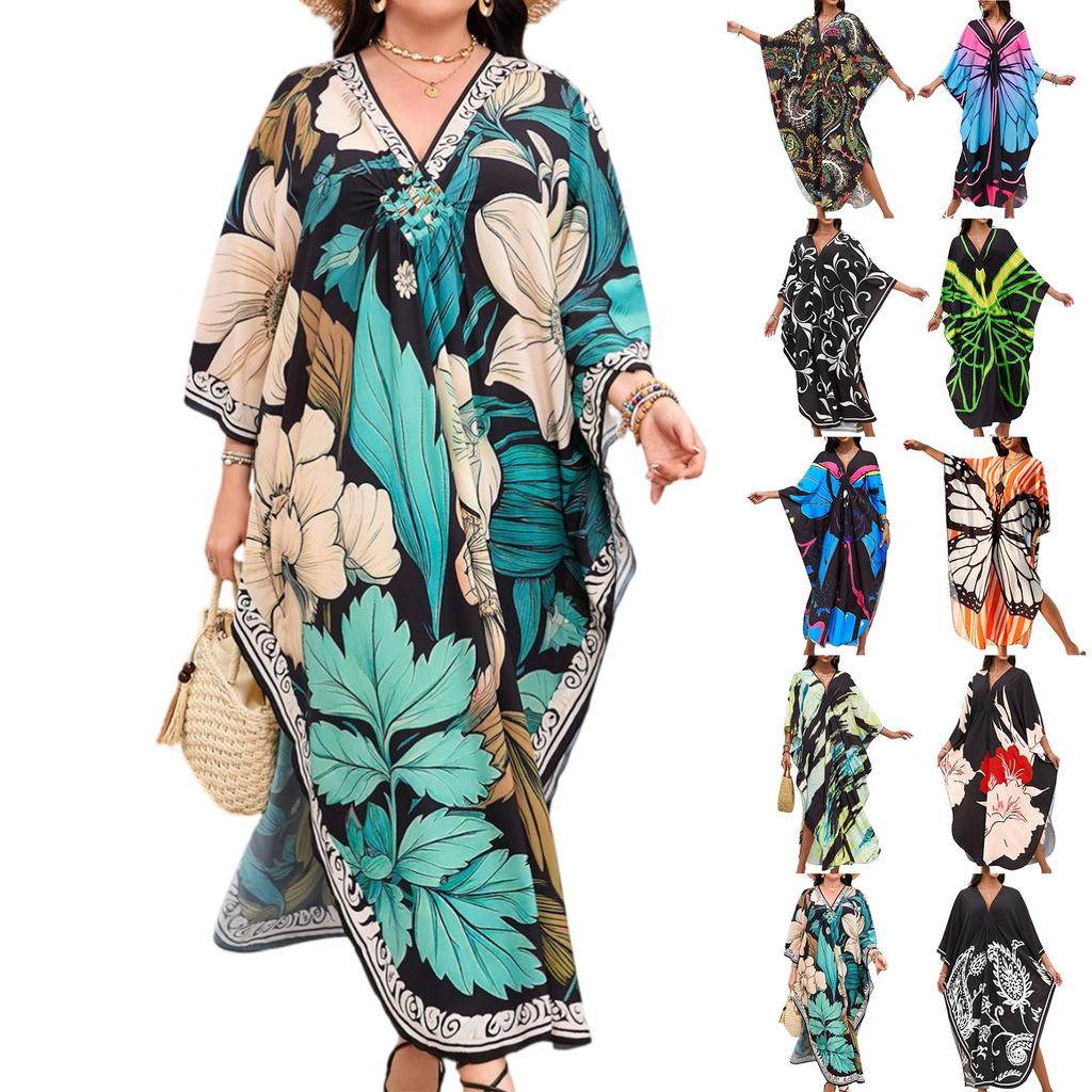 Women's Dress, Colorful Floral Prints, Vacation Loose Robe, Bikini, Sun-protective Smock
