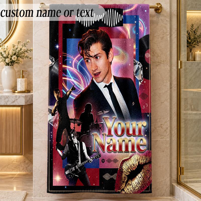 Beach TowelArctic Monkeys Custom Name Text Personalized Soft Towel for Beach Pool Indoor Home Decor Gift