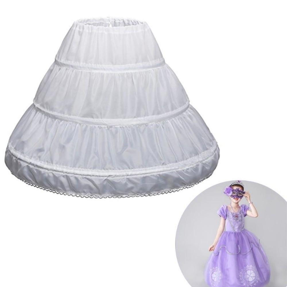 White Lace Children Skirt Petticoat 3 Hoops Princess Skirt Fashion Crinoline Skirt  Kids Girls