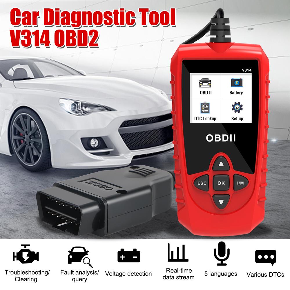 Встроенная карта считывания кода V314, автомобильные аксессуары, обнаружение автомобильных неисправностей, автомобильный диагностический инструмент, автомобильный сканер OBDII, считыватель