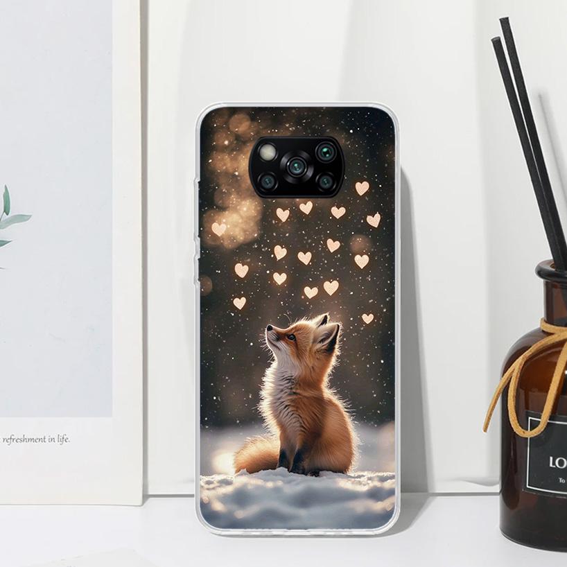 Animal Fox Phone Case For Xiaomi Poco X7 X6 X5 M7 M8 Pro F7 Ultra Redmi 15C 15 13C 13 12C 12 10 10C 10A Art Fundas Poco X7 X6 X5