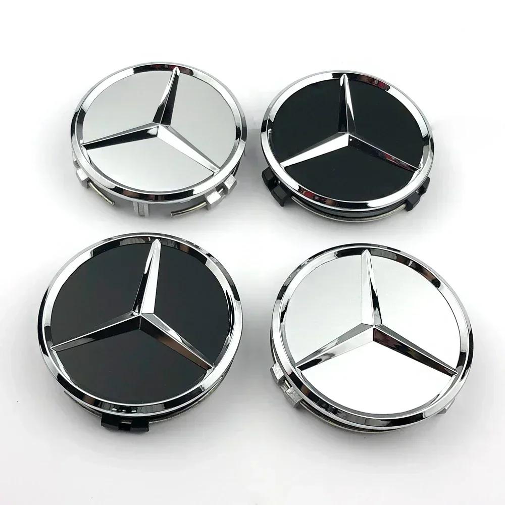 AAVL1 Mercedes Benz wheel center cap 4pcs black 75mm Hubcap For Mercedes w204 w211 w205 W212 amg w203 w213 w124 w176 w177 accessories