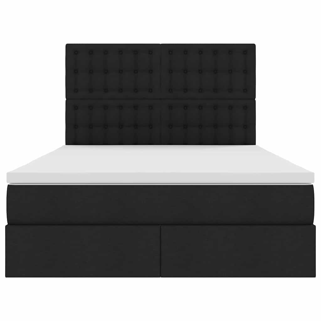 Storage Bed with Mattress Black 140 x 190 cm Fabric