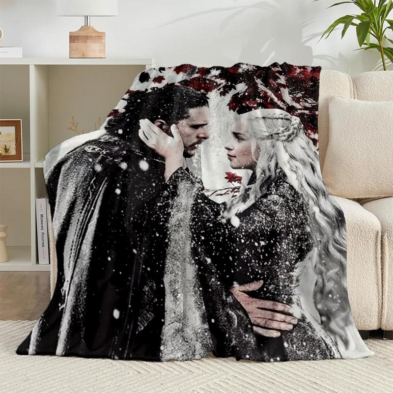 1PC Iron Throne Fire Flannel Blanket Gift, Suitable for Both Men And Women, Soft Ideal for Beds And Sofa, Birthday Or Christmas Gift