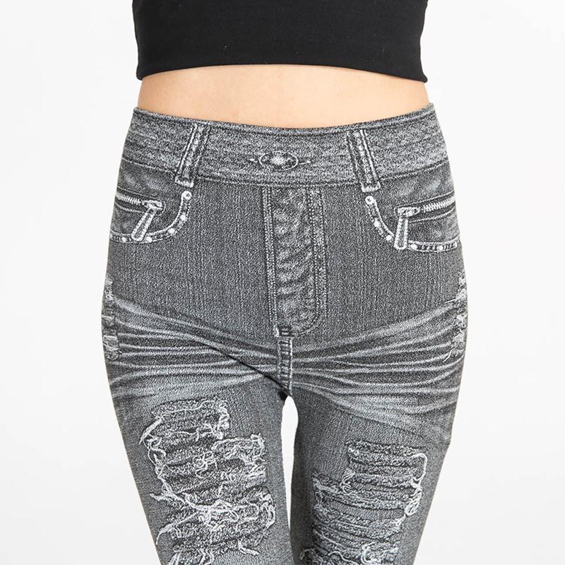 Модные женские тонкие леггинсы, джинсы, бедра, колготки, эластичные брюки, имитация джинсов