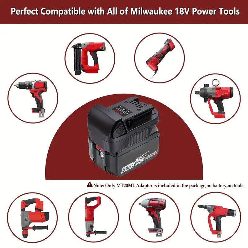 MT20ML Battery Adapter for Makita 18V Li-ion Battery BL1830 BL1860 BL1815 Convert To for Milwaukee 18V Lithium Battery