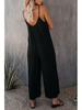 European & American Women's Solid Color Pocket Suspender Jumpsuit