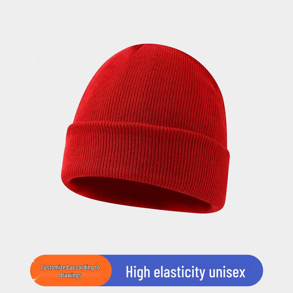 Персонализированная зимняя шапка бини с логотипом - Вязаная шапка с вышивкой на заказ, Теплый осенний подарок, Однотонная