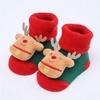 Newborn Baby Santa Claus Knitted Socks - Cute Snowman Reindeer Pattern Non-Slip First Walkers Socks