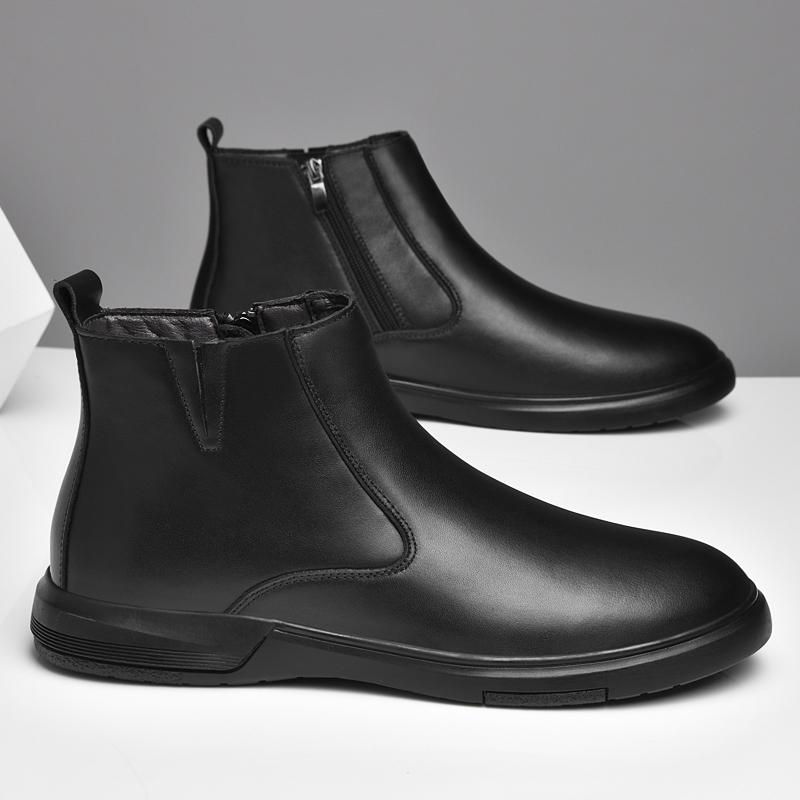 Осенне-зимние высокие ботинки из натуральной кожи, классические мужские ботинки челси, новая модная мужская обувь до щиколотки, универсальные деловые ботинки