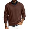 Men's V-neck Long-sleeved Ribbed Knit Pullover