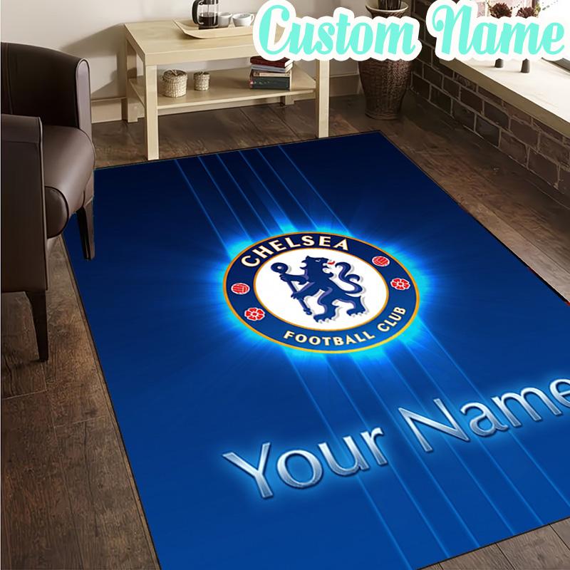 Custom Name Chelsea Football Club Crest Rug, Office Rug, Chair Rug, Carpet for Living Rooms, Doormat Game Rug Home Decor Christmas Gifts