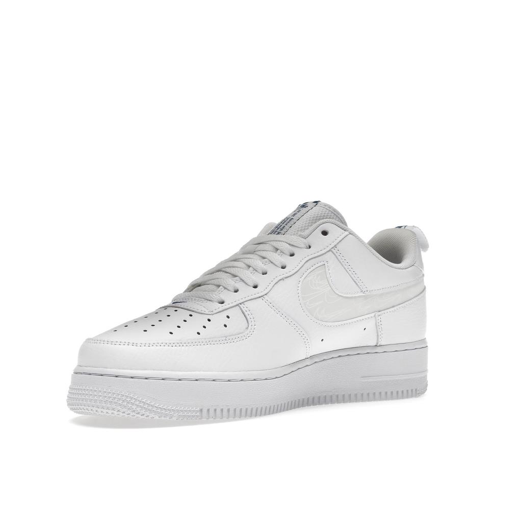 Nike Air Force 1 07 LV8 Reflective Swoosh - White Dark Marina Blue Men Sneakers FB8971-100