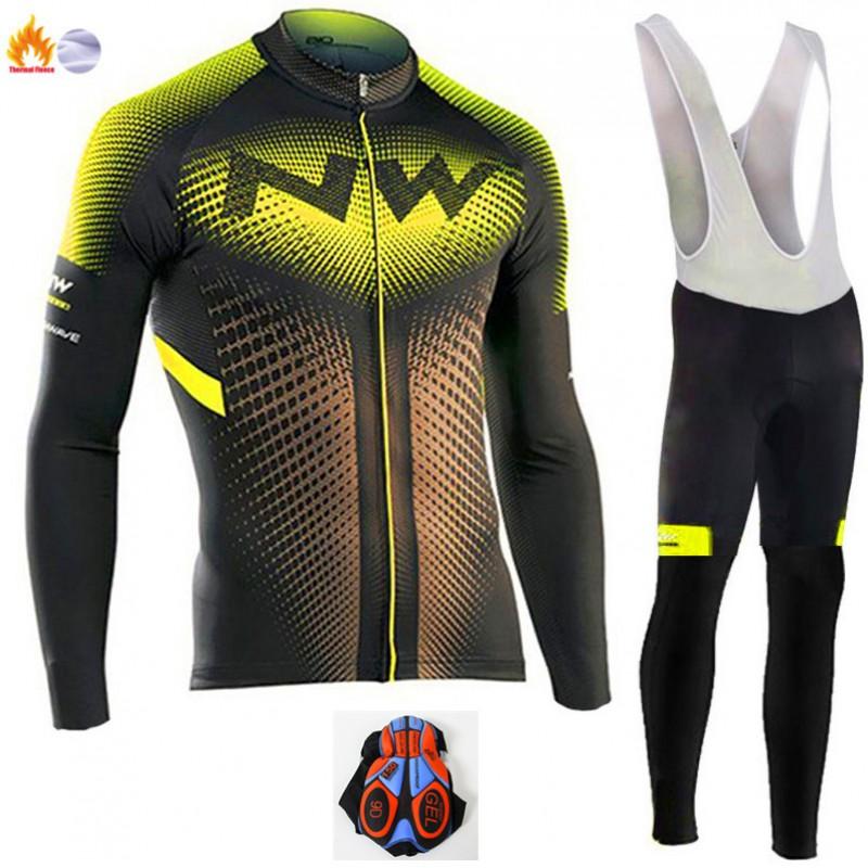 Winter Thermal Cycling Jersey Long Sleeve Fleece Lined Windproof Bike Men Women