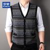 ROMON Men's 100% Pure Cashmere V-Neck Knitted Vest Cardigan
