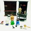Dollhouse Miniature Pharmacy Set with Clay Food, Pot, Stove, Medicine Cabinet, Bowls & Chopsticks