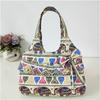 Retro Women Canvas Handbag Bow Shoulder Bag Female Flower Printed Fashion Small Canvas Bag