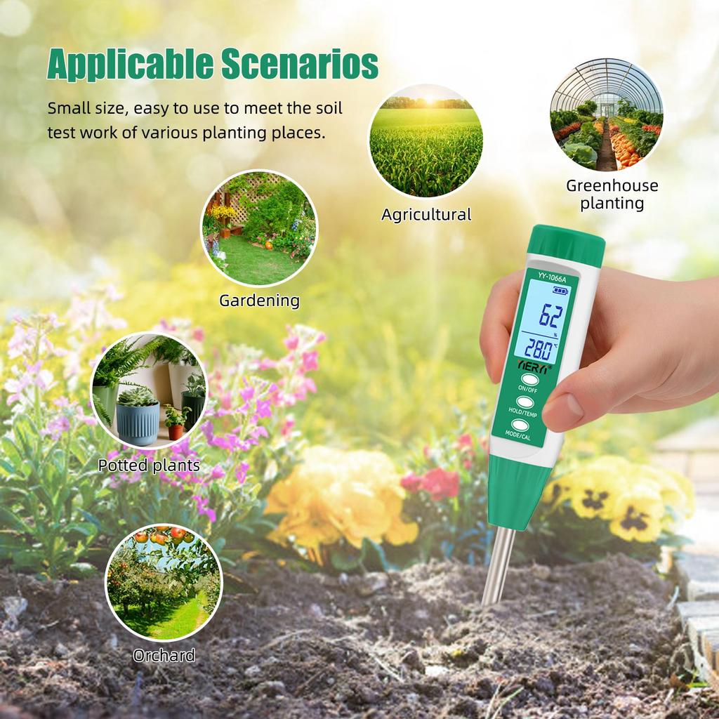 YY-1066A Soil Ec and Water Content Meter High Accuracy for Plant Testing, Gardening, Agriculture, Ph and Moisture Sensor