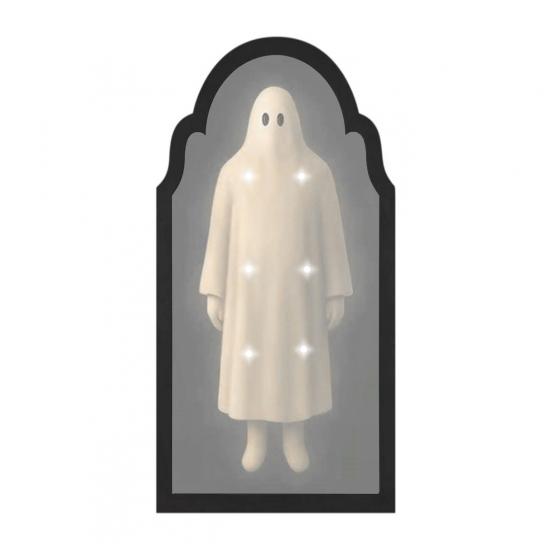 Зеркало-призрак на Хэллоуин, жуткое зеркало-голограмма с призраком и скелетом, со светодиодной подсветкой для украшения дома и спальни на Хэллоуин