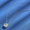 Ожерелье из стерлингового серебра 925 пробы с желтым бриллиантом для женщин, квадратная скошенная цепочка на ключицу из высокоуглеродистого алмаза 7*7
