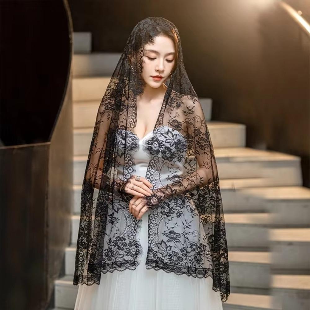 Flower Women Shawl Lace Wedding Veils Elegant Catholic Veil Mantilla
