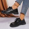 Fashion Large Size Loafers Female Black Single Shoes Female Summer 2025 New Lace-up British Style Small Leather Shoes